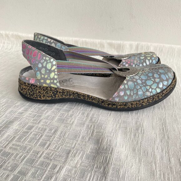 Rieker Anti Stress Multi Shimmer T Strap Sandals Sz 8 - Picture 5 of 12